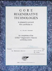1997年4月海外にてITI（ストローマン）インプラントGBR認定コースサーティフィケート取得